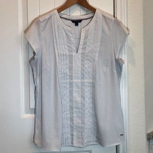 Tommy Hilfiger White/black polka dot blouse Large